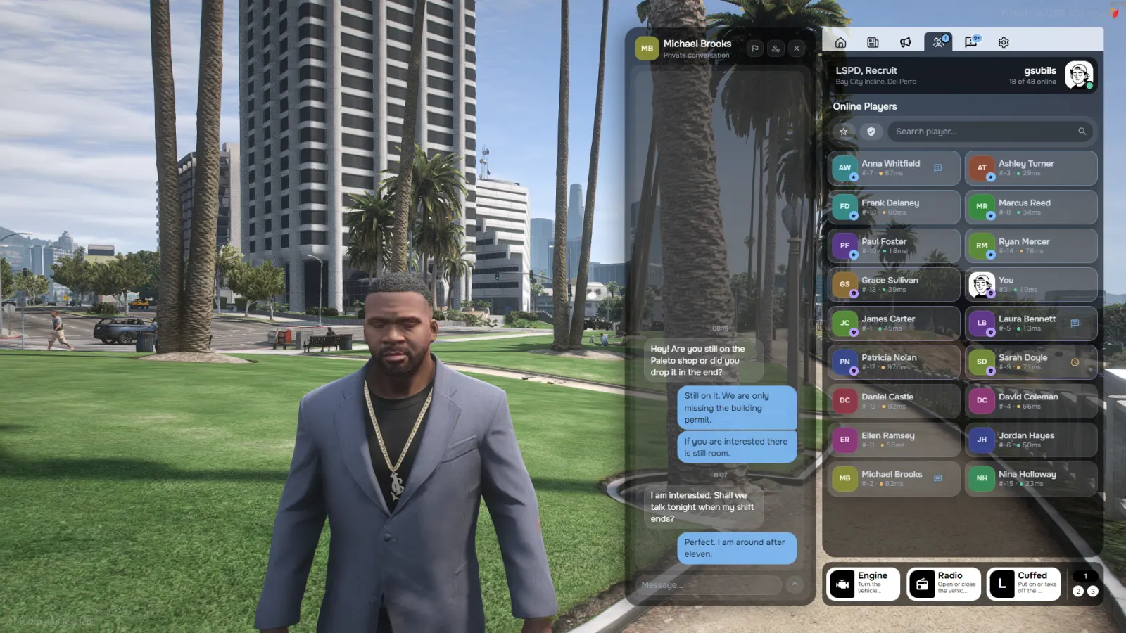 Searchable online player list and private conversation in JGS Pause Menu