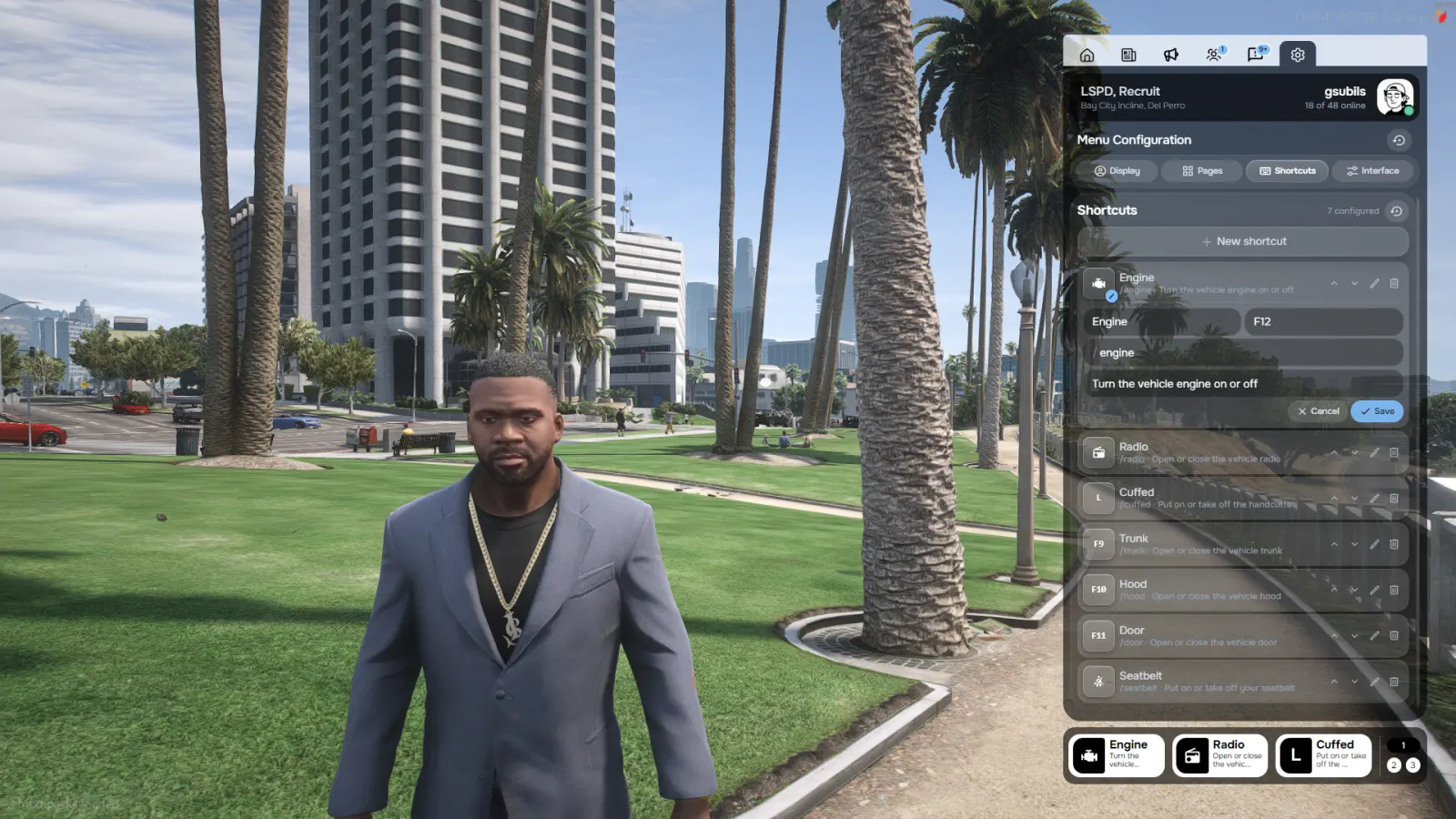 Custom keyboard shortcuts and player settings in JGS Pause Menu