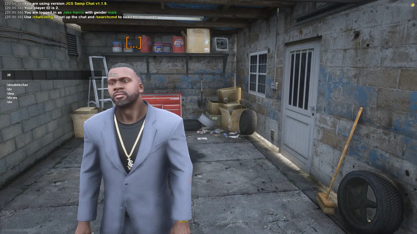 SAMP Chat command search in a FiveM roleplay scene